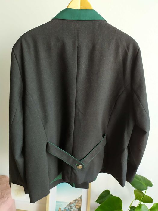 Nowa grafitowa marynarka damska wełniana żakiet bawarska ludowa 52 6XL