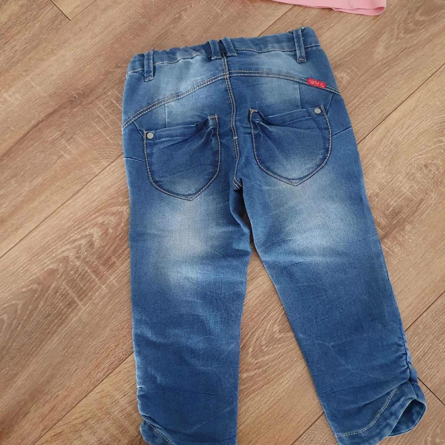 Rybaczki jeansowe, tshirt h&m r.110/116 zestaw