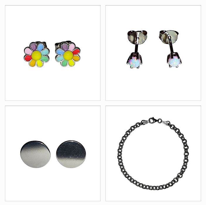 SREBRO 925 Zestaw kolczyki kwiatki opal krążki bransoletka rolo APART