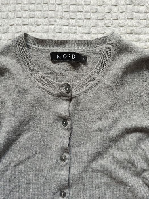 Szary wełniany kardigan S Nord wełna