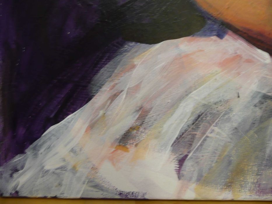 Piękny, duży obraz olejny na płótnie. Baletnica tancerka dziewczyna