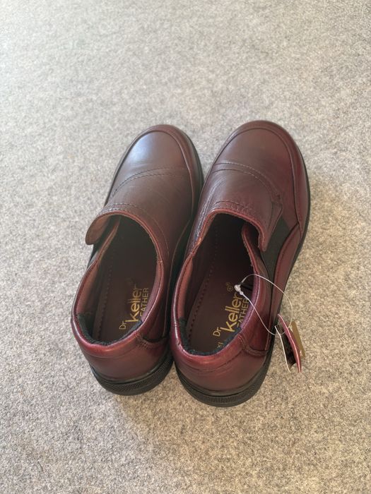 Skórzane burgundowe buty - dr Keller