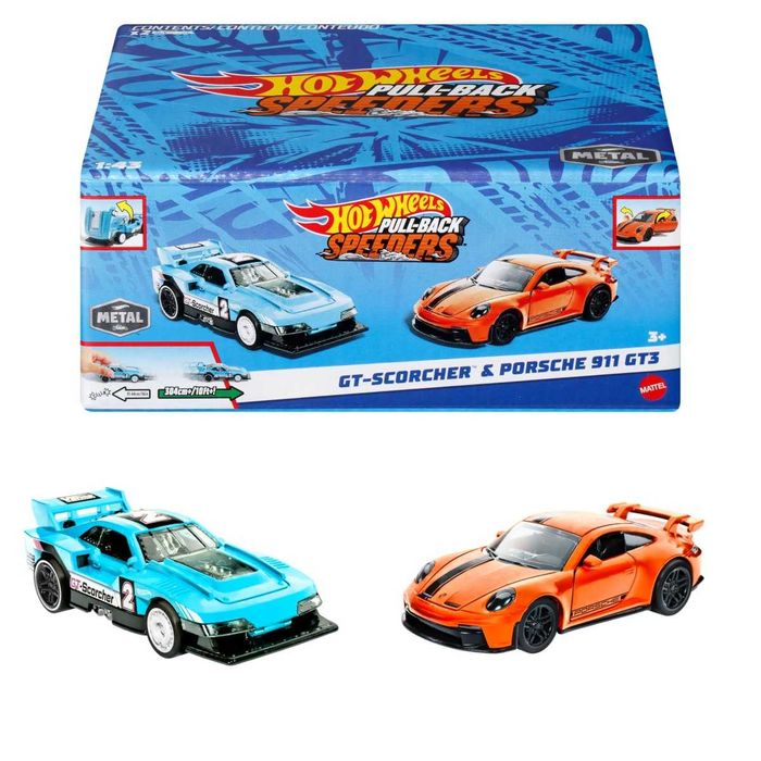 Hot Wheels Pojazdy z napędem pull-back 2-pak