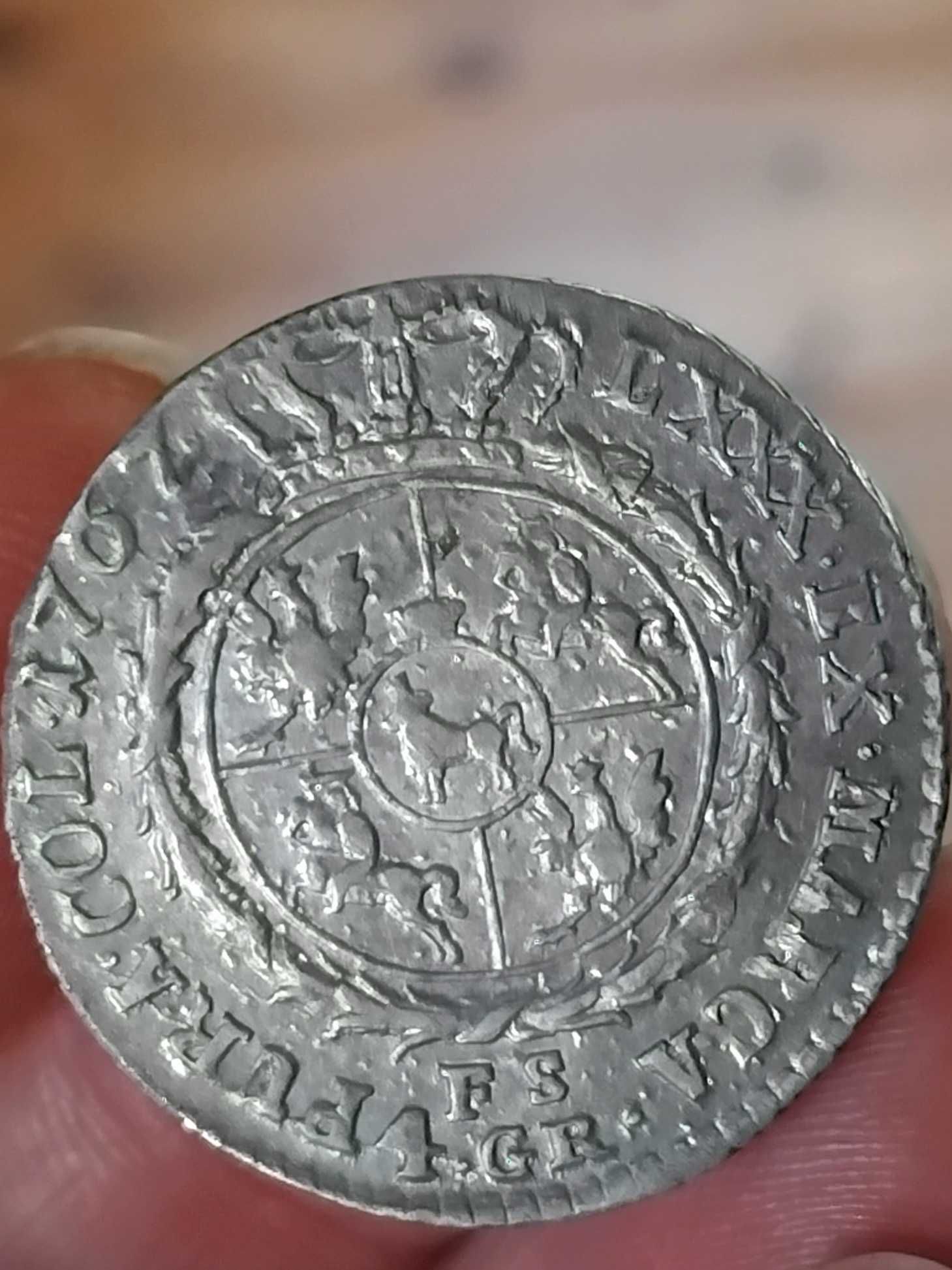 Moneta Srebrna Złotówka 4 grosze Poniatowski 1767,Oryginał