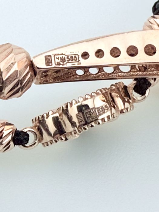 Браслет золотий/текстиль,агат