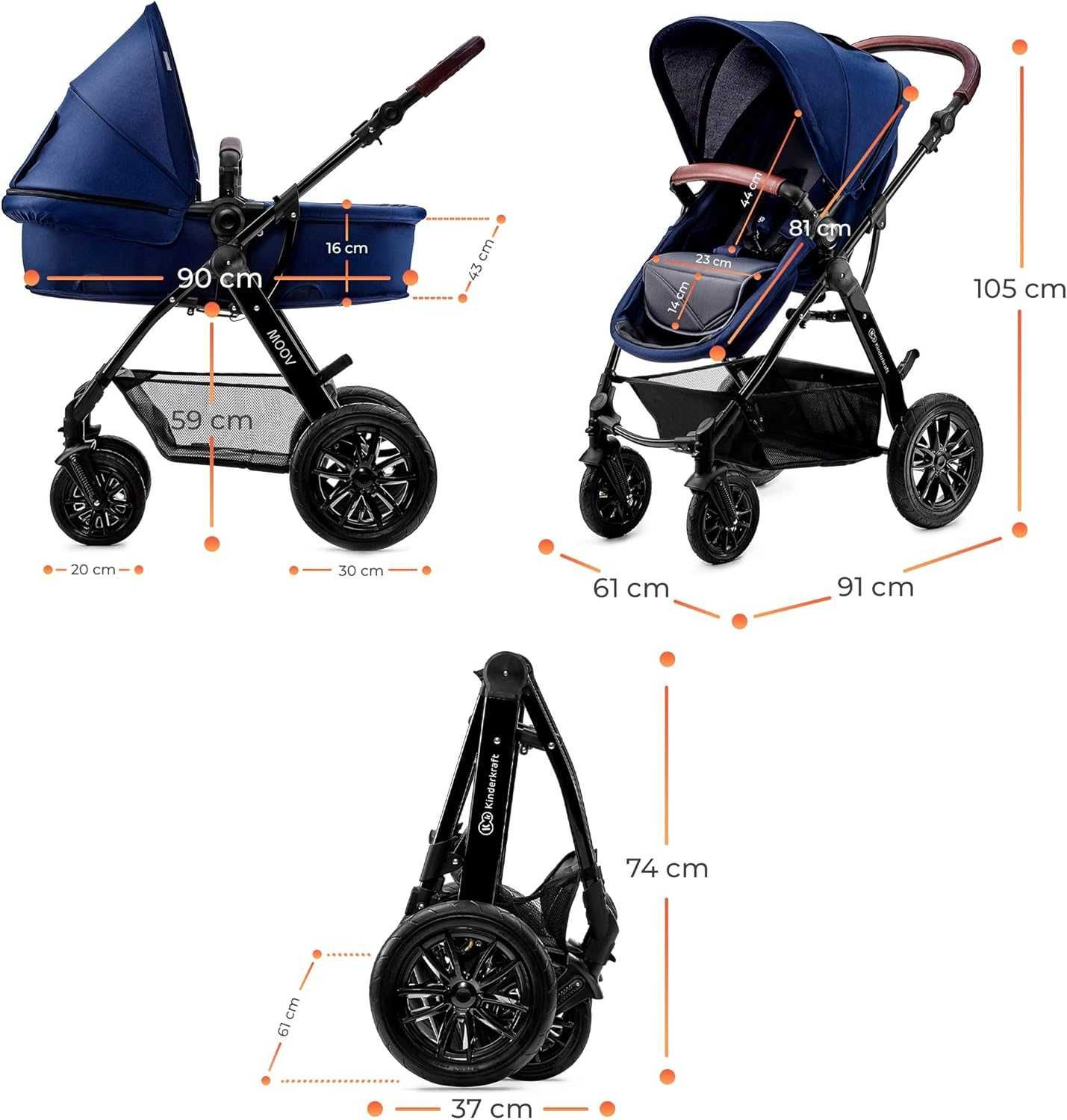 Kinderkraft Carrinho bebe - MOOV 3 em 1 - até  22 kg