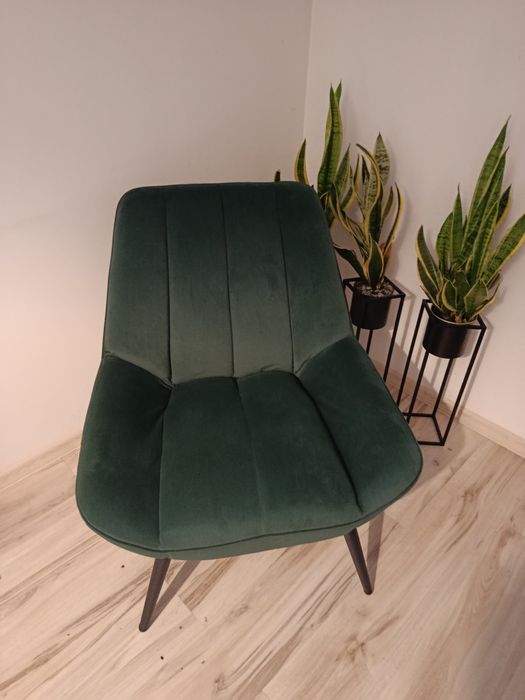 Fotel welur jak nowy zielony