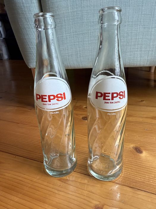 Kolekcjonerska butelka Pepsi Cola 0.25l, retro, vintage - 2 sztuki