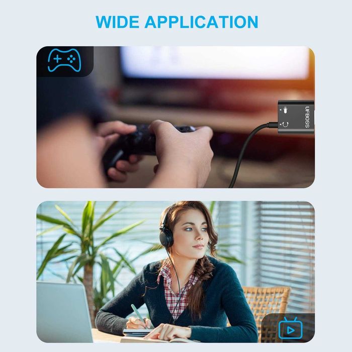 Zewnętrzna karta dźwiękowa USB Sound Card do komputera laptopa PS4 PS5