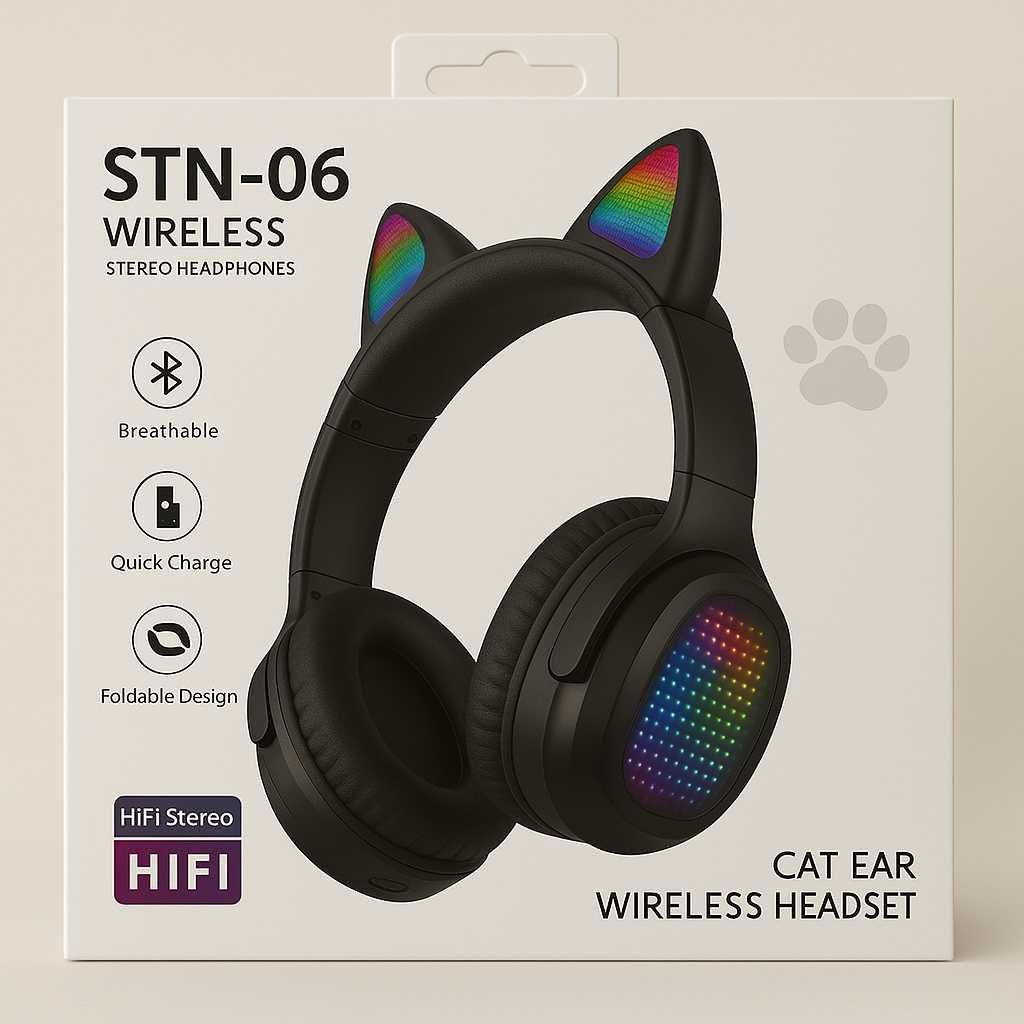 Auriculares STN-06 Wireless Cat Ear Headset
