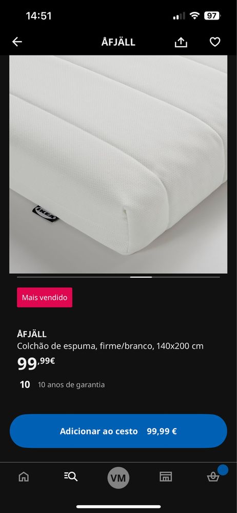 Colchão AFJALL do Ikea