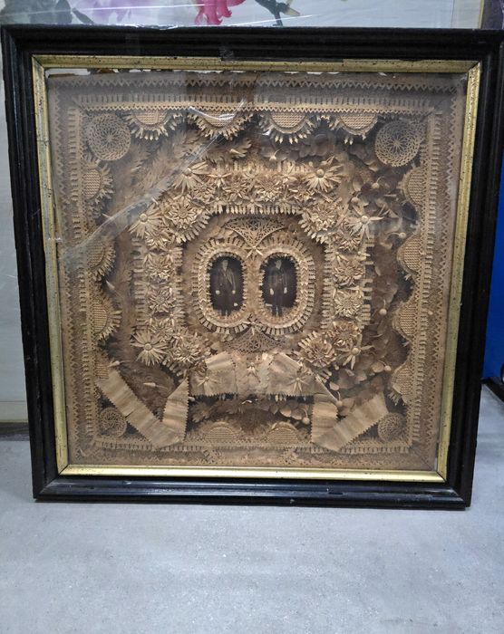 Quadro de Arte Pastoril em Cortiça Recortada – séc. XIX/XX