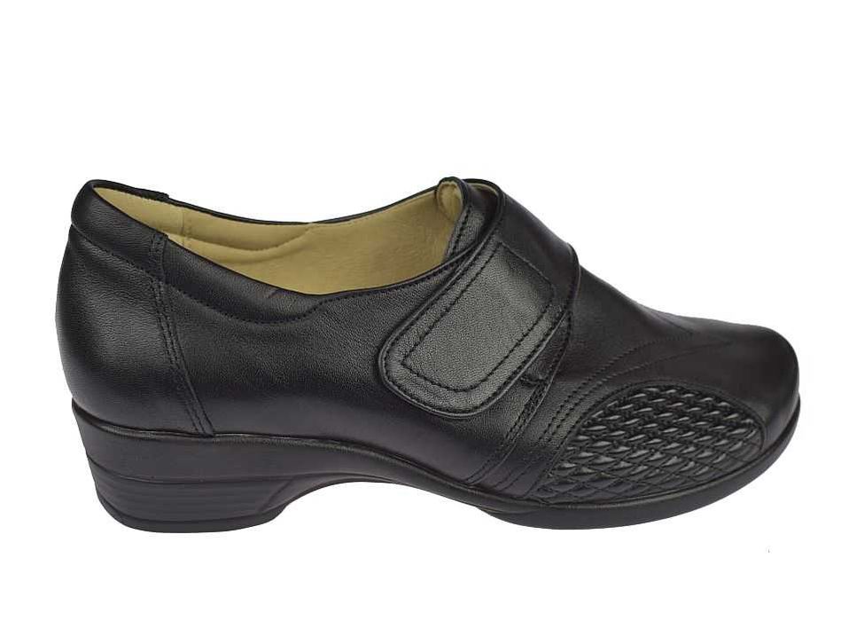 Skórzane buty damskie na haluksy na rzepy Polskie AG-1470 czarne r. 40