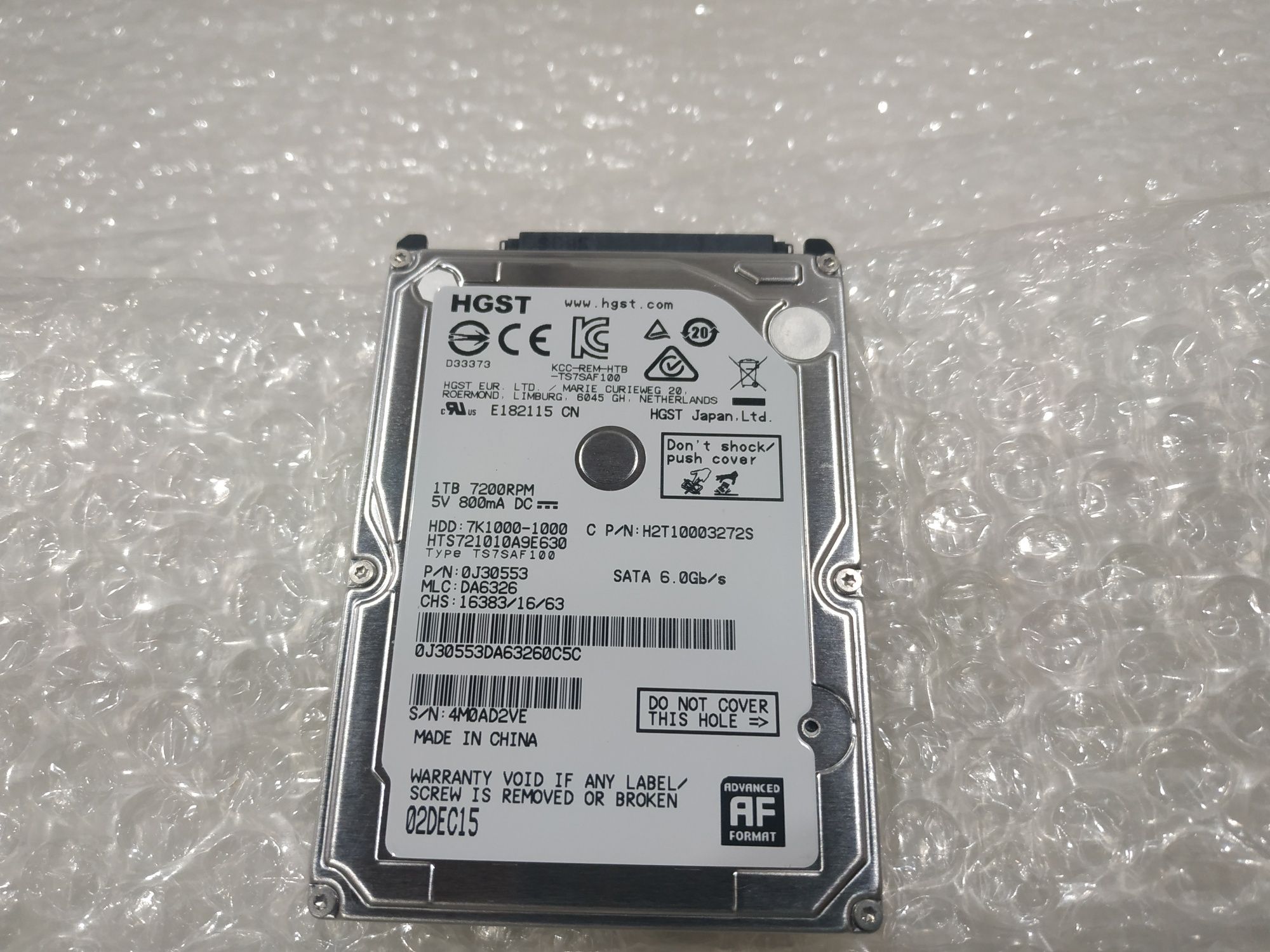 Disco Rígido 1TB Hitachi 7200RPM 2.5 SATA HDD