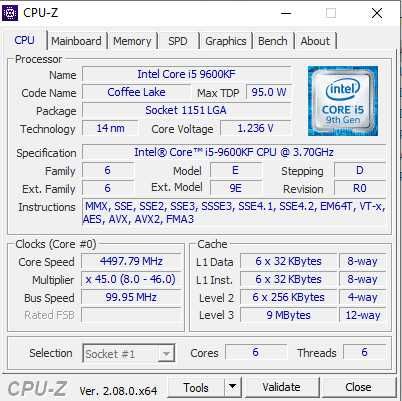 Procesor Intel Core i5-9600KF 6x3.7GHz 9MB LGA 1151
