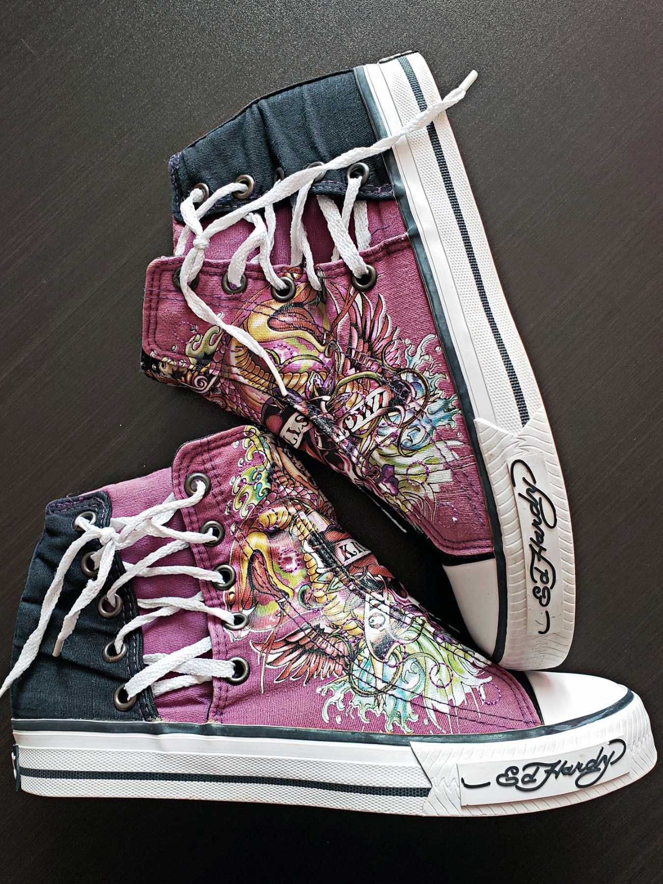 Кеды Ed Hardy высокие ботинки хайтопы 36 22.5 см. original стиль