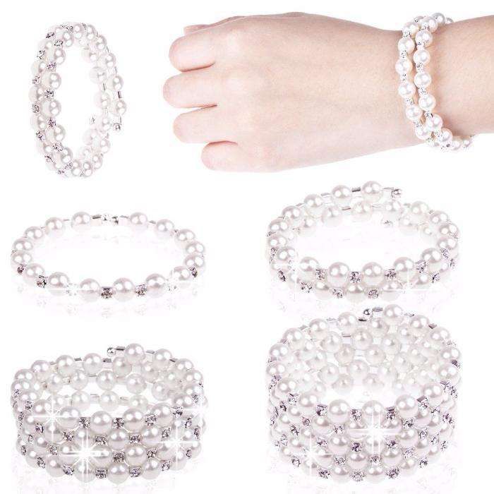 pulseira com strass e perolas