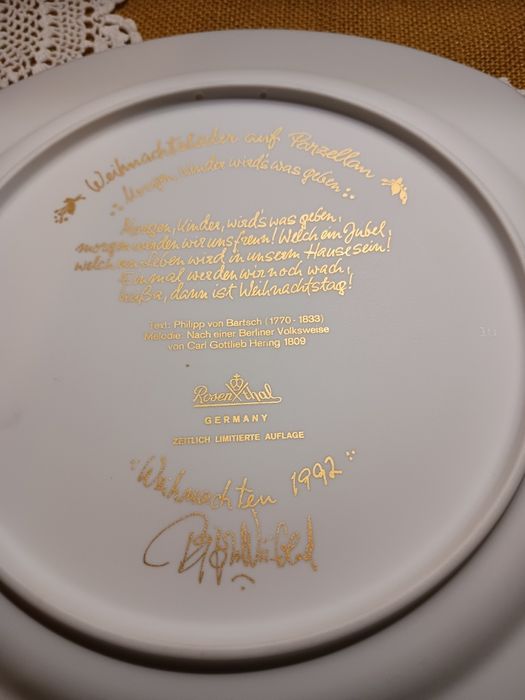 Patera Rosenthal Bjorn Winblad swiateczna kolekcjonerska talerz kobalt