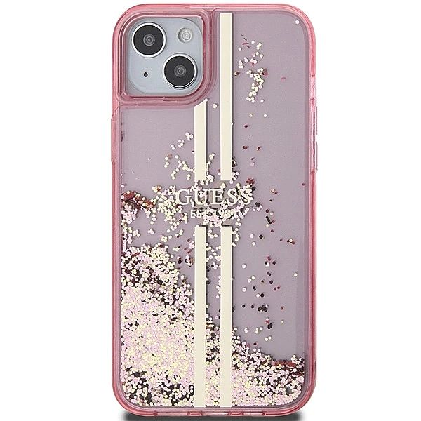 Etui Guess Liquid Glitter Gold Stripes na iPhone 15 Plus / 14 Plus - r