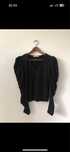 Bluzka top Uterque S 36 czarna Jersey bufiaste rękawy V neck