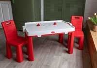 Аэрохоккей стол 2 стульчика набор для игры игра красный долони