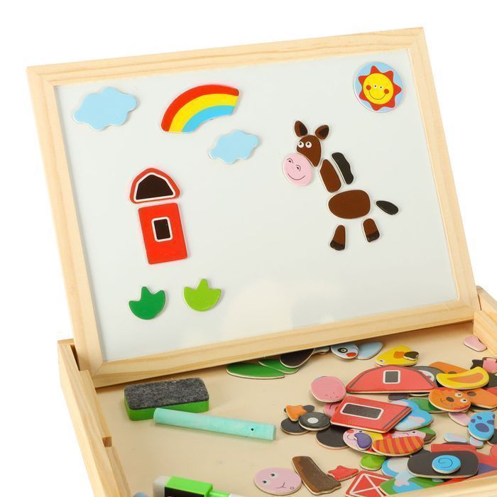 Tablica Magnetyczna Kredowa Wielofunkcyjna Farma + Kreda Marker Gąbka