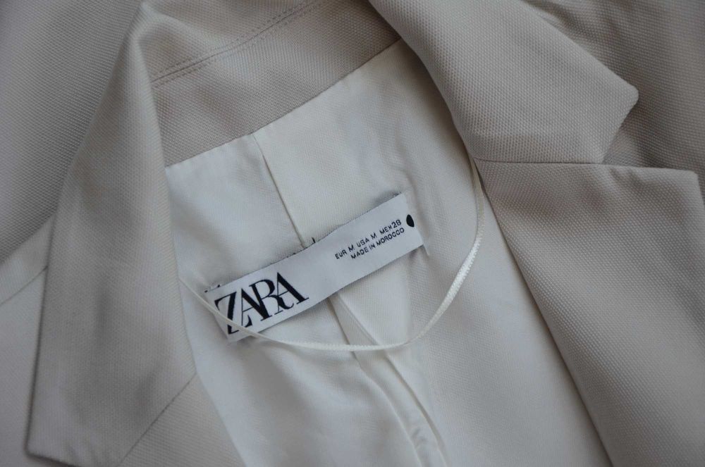 Zara jasna beżowa marynarka blezer stone beige lyocell 38 M