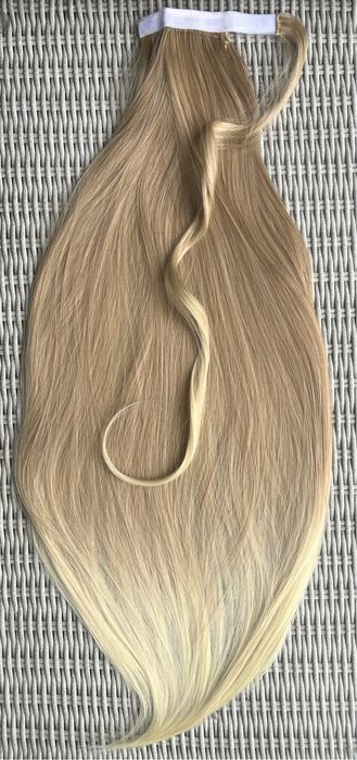 Premium Ultra naturalny blond / ombre, mega długi kucyk 90 cm 6.
