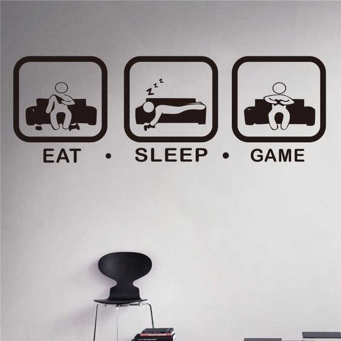 Autocolante de parede "EAT # SLEEP # GAME"