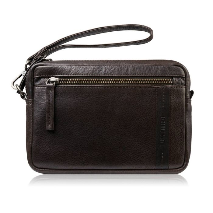 saszetka męska do ręki brązowa elegancka klasyczna