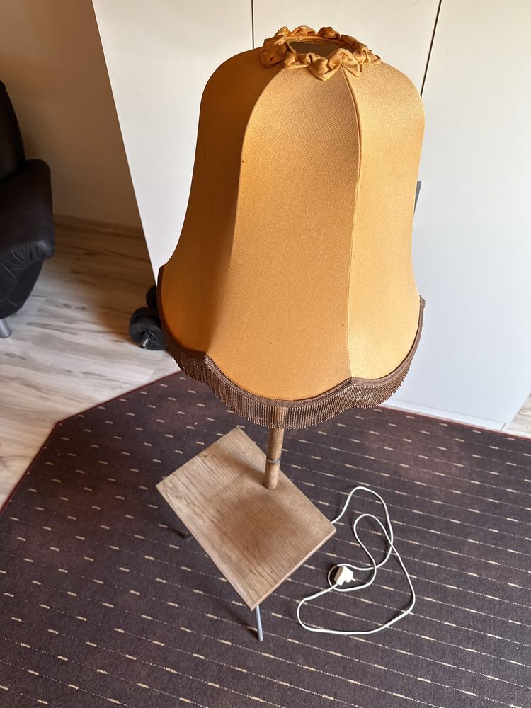 Lampa stojąca z kloszem nocna PRL