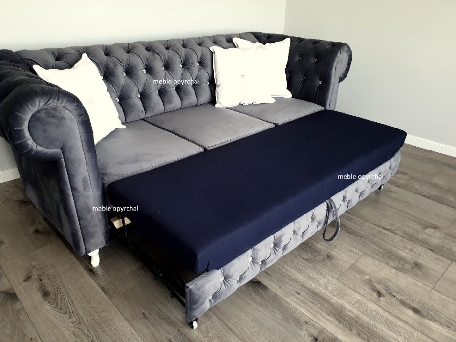 PRODUCENT Piekna sofa chesterfield glamour funkcja spania 280cm NR.55