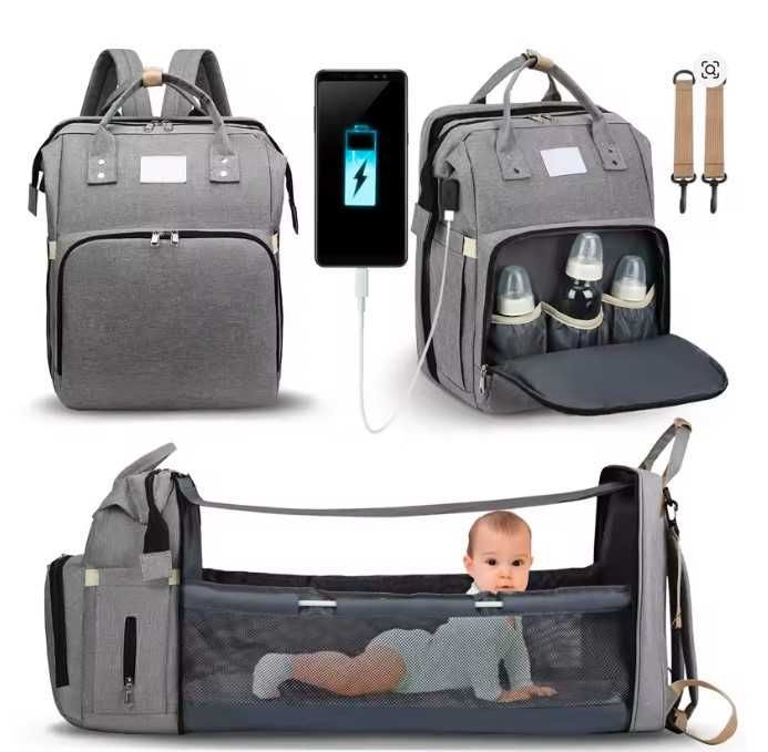Мама-рюкзак 3-в-1: рюкзак, переносна колиска, станція для пеленання!