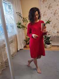 Червона в'язана тепла сукня, розмір М