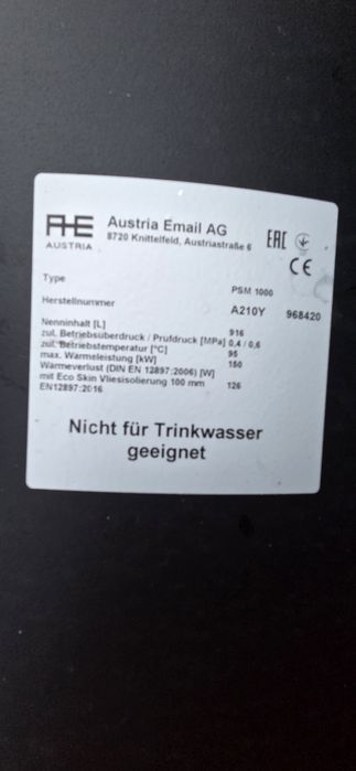 Zbiornik buforowy Austria Email PSM 1000
