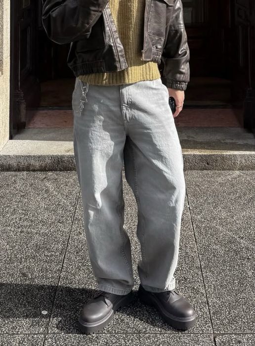 Широкі сірі джинси relaxed fit Bershka
