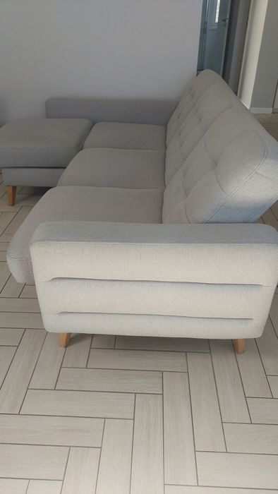 Narożnik sofa z funkcją spania, duzy pojemnik na posciel, nowoczesny