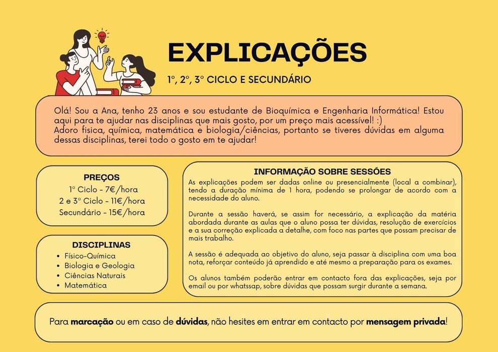 Explicações Matemática, Biologia, Geologia, Ciências, Física e Química