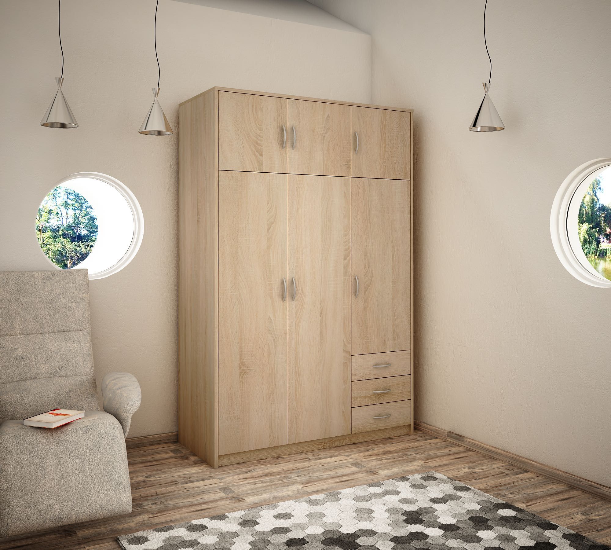 Nowa szafa trzydrzwiowa 193x127x55 - 4 kolory