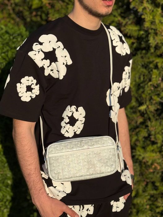 Сумка Goyard мужская через плечо барсетка черная Гоярд кожаная Paris