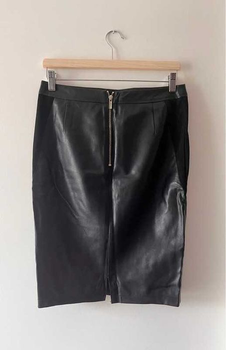 Czarna spódnica eco skóra midi ołówkowa do kolan F&F S 36 M 38