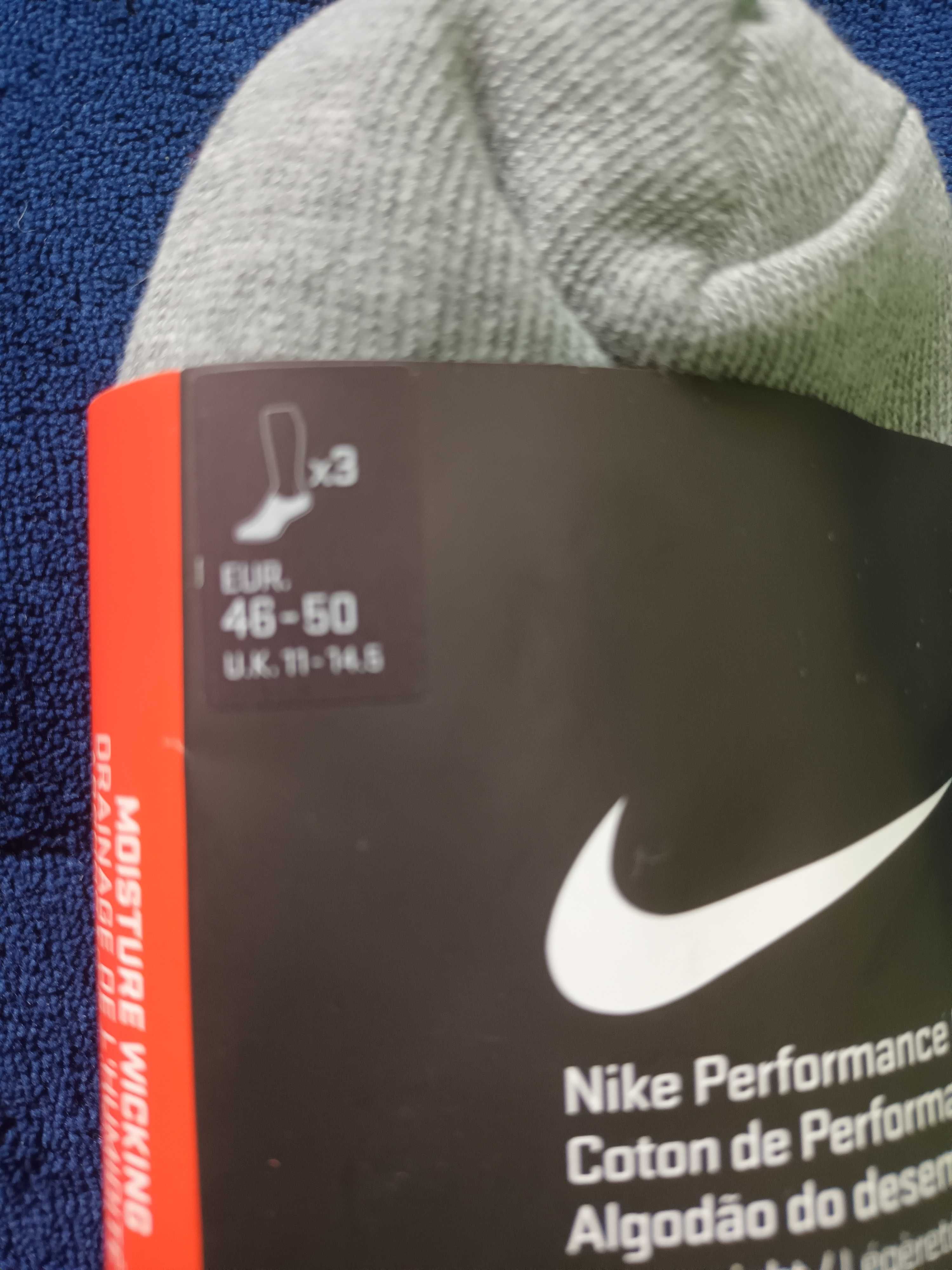 Skarpety Nike  oryginalne 46-50, 3 pak i 3 kolory- promocja