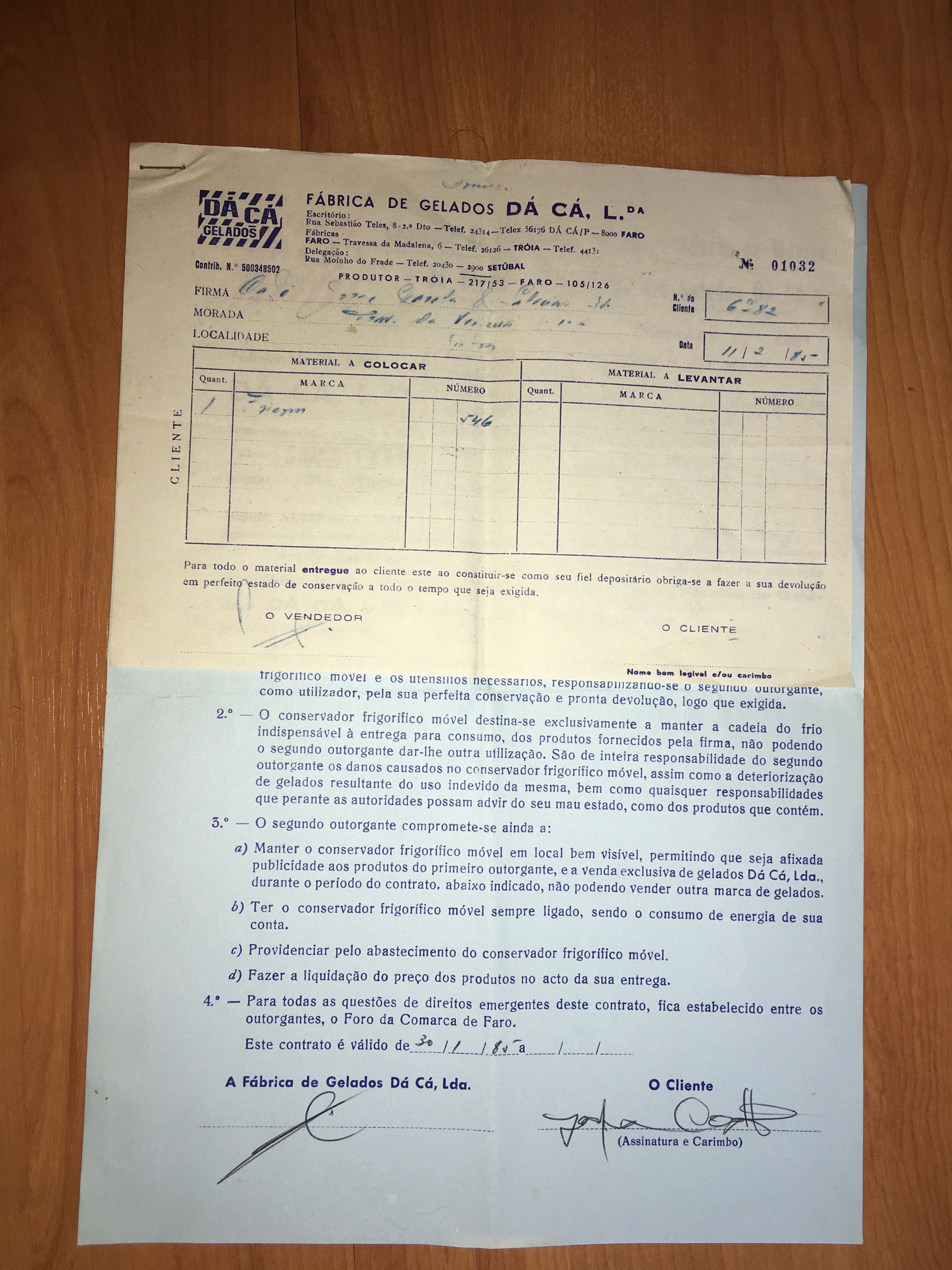 gelados DÁ-CÁ raro documento  anos 80