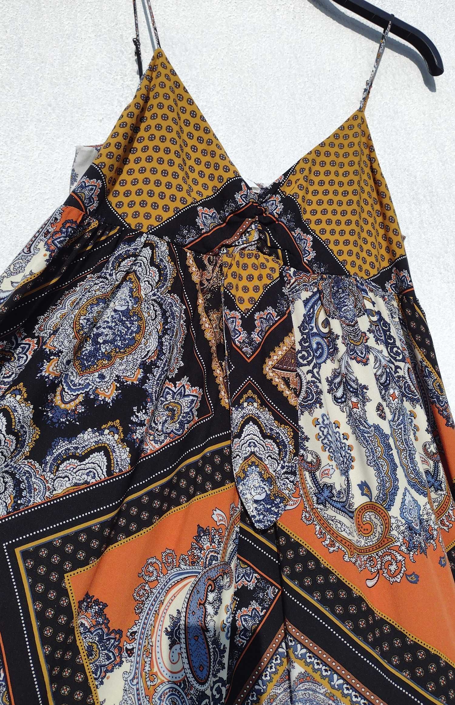 Шикарное длинное разноцветное ассиметричное платье H&M M L