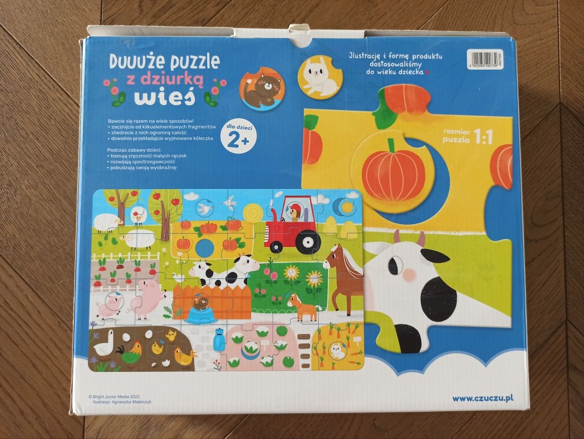 CzuCzu Duże puzzle z dziurką Wieś. 2+