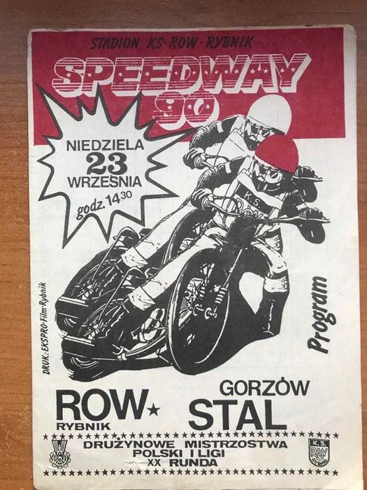 Program żużlowy DMP ROW Rybnik - Stal Gorzów [Rybnik, 1990r.]