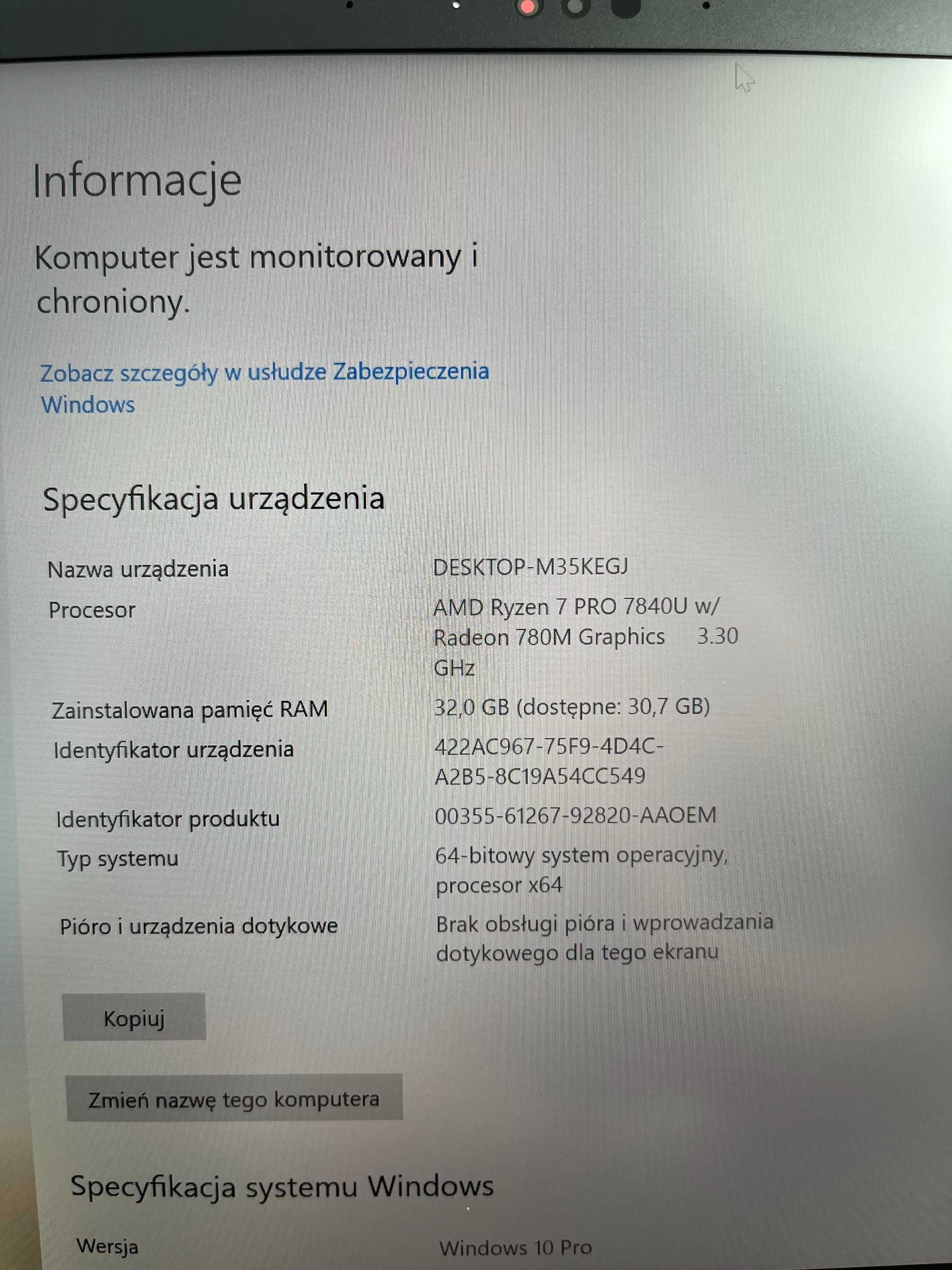 Lenovo ThinkPad T14s AMD Ryzen PRO 7840U 32GB 512SSD Radeon780M W10Pro
