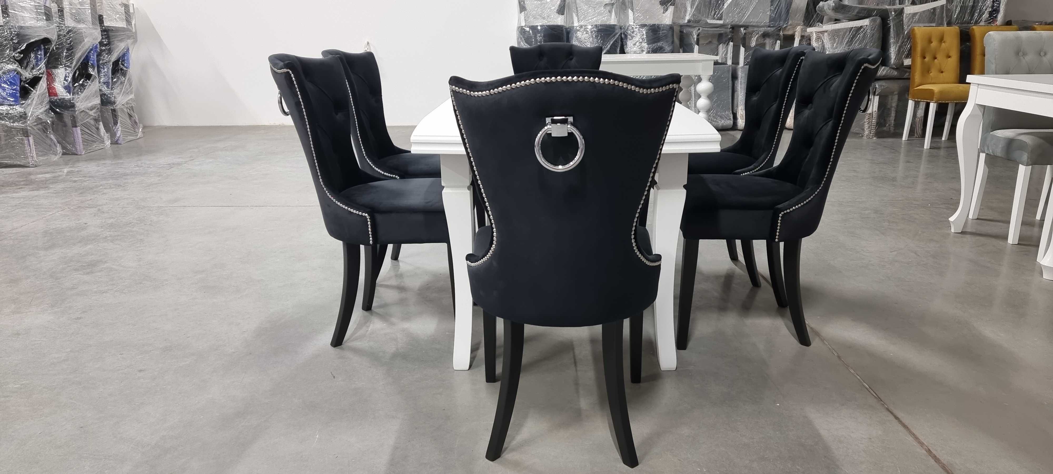 Wygodne krzesło glamour czarne do salonu i jadalni pikowane  Producent