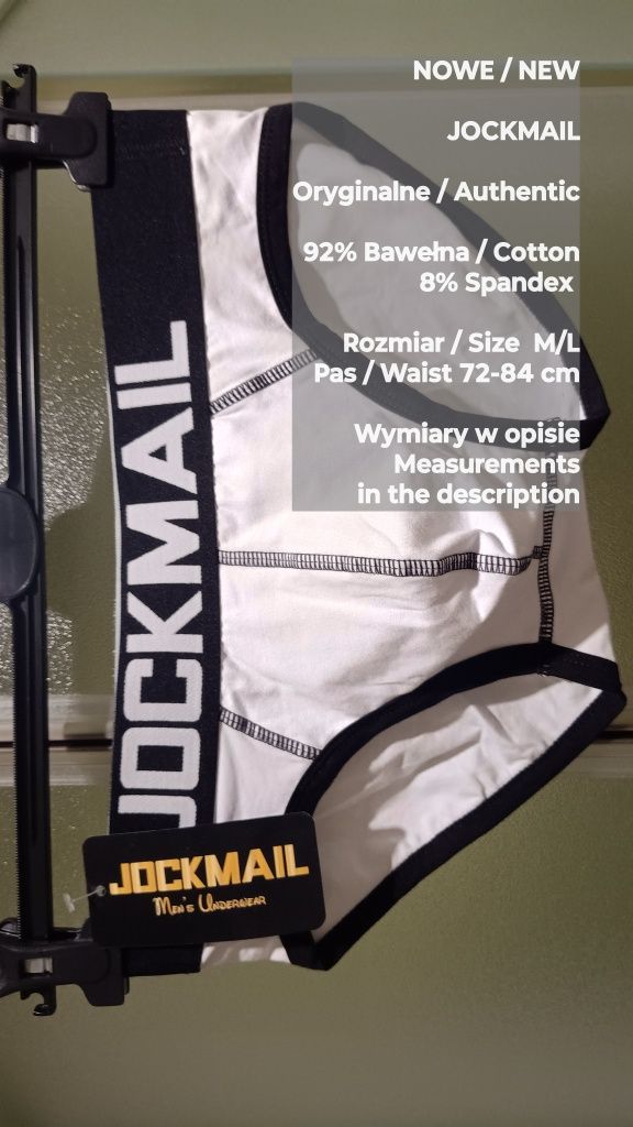 Jockmail  NOWE  Oryginalne męskie slipy bawełniane, 92% Bawełna, M/L