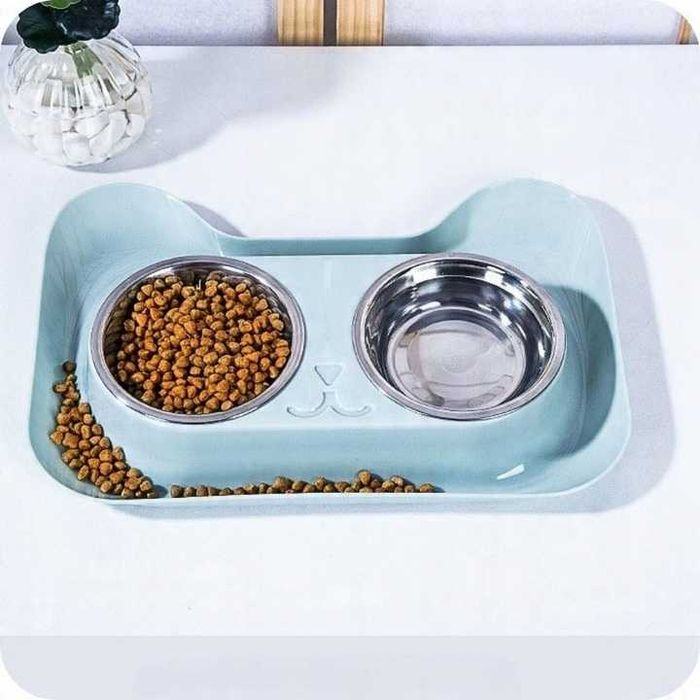 MISKA PODWÓJNA dla KOTA PSA NIECHLAPIĄCA Podstawka pod Miski 2 x 200ml